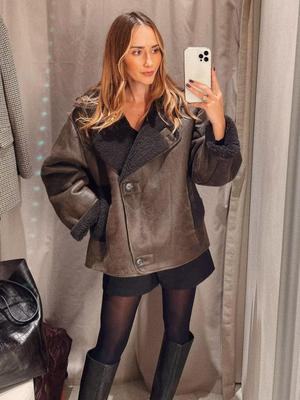 2023 Plus Size Shearling Lapel Jacket for Women - European & American Style Autumn/Winter Fashion