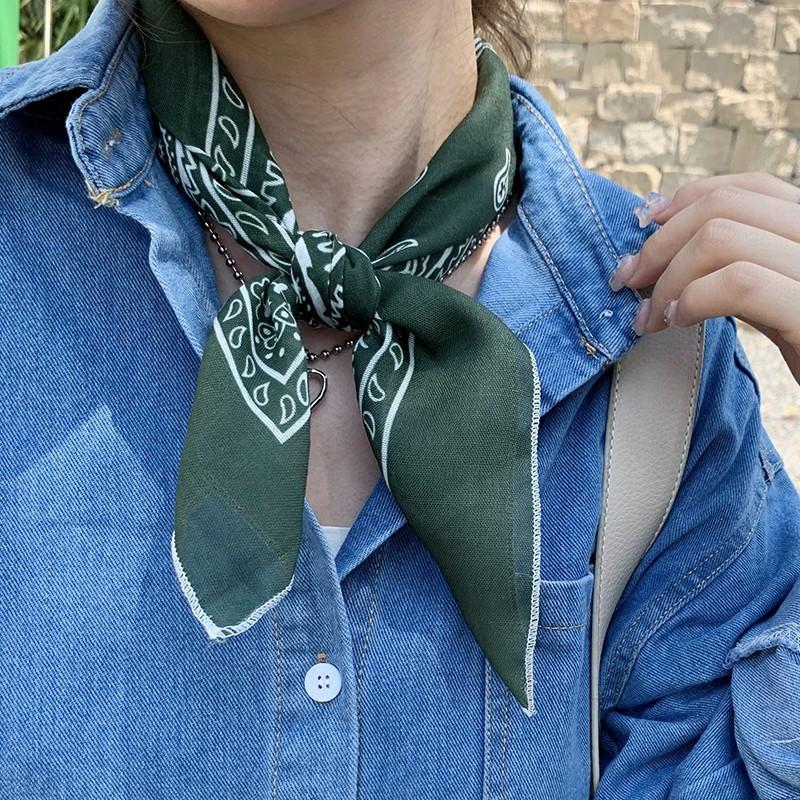 Eșarfă mică pătrată retro de țară, eșarfă artistică franțuzească din bumbac și in, eșarfă de cap pentru femei de primăvară și toamnă, vară, pentru umbră și protecție solară