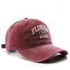 Florida Embroidery Baseball Cap Vintage Washed Distressed Corduroy Dad Hat Adjustable Snapback Vintage Old School Casual Streetwear Unisex