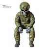 Dark Style Interior Decor Halloween Skeleton Ornament, Policeman/Military Resin Gothic Skull Figurine, Creative Crafts Sitting Pose Sculpture