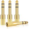4 Pcs 6.35mm (1/4 Inch) Male To 3.5mm (1/8 Inch) Female Stereo Headphone Adapters, 3.5mm/1/8'' Female To 6.35mm/1/4'' Male Stereo Audio Adapter Jack