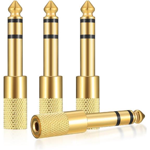 4 Pcs 6.35mm (1/4 Inch) Male To 3.5mm (1/8 Inch) Female Stereo Headphone Adapters, 3.5mm/1/8'' Female To 6.35mm/1/4'' Male Stereo Audio Adapter Jack
