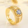Ring gold-plated domineering full diamond ring diamond ring business men's ring color-preserving double row diamond ring