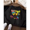 Unisex Kids Crewneck Sweatshirt For Over 4 Years Old Boys Girls Graffiti Ice Cream Donut Baseball Bat City Number 67 Print  Pullover For 4-12 Kids