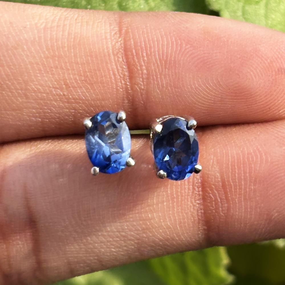 Certified 8.85 Ct Natural 925 Sterling Silver Earring Blue Sapphire GEMSTONE