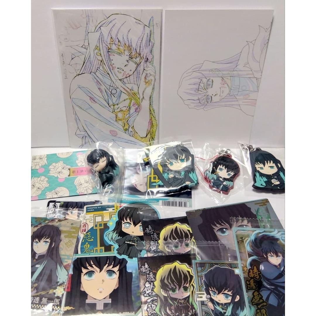 Used Demon Slayer: Kimetsu no Yaiba Muichiro Tokito original picture postcard wafer sticker and other 14-piece set