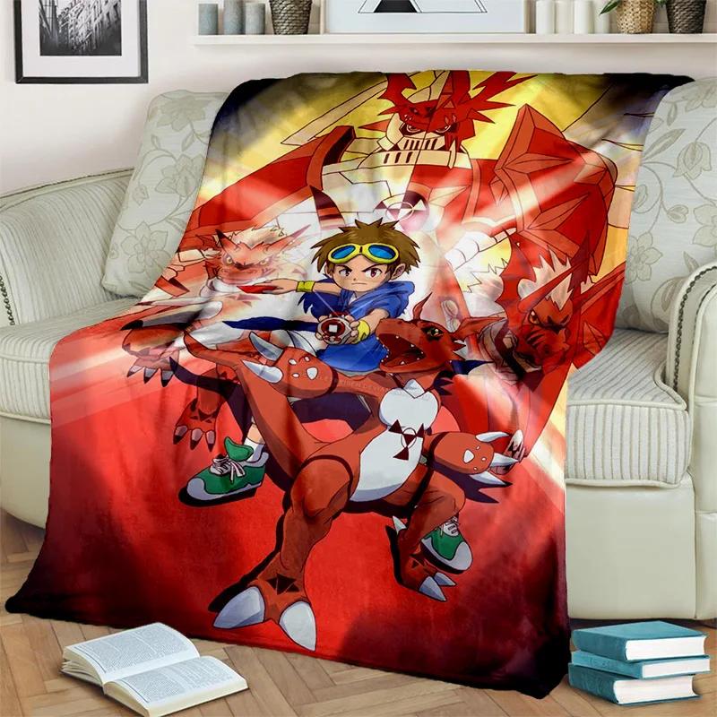 3D Digimon Adventure Monster Cartoon Blanket,Soft Throw Blanket for Home Bedroom Bed Sofa Picnic Travel Office Cover Blanket Kid