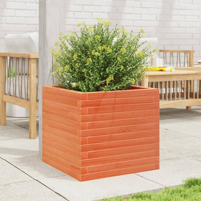 Plant Pot Wax Brown 50 X 50 X 45.5 Cm Solid Pine Wood