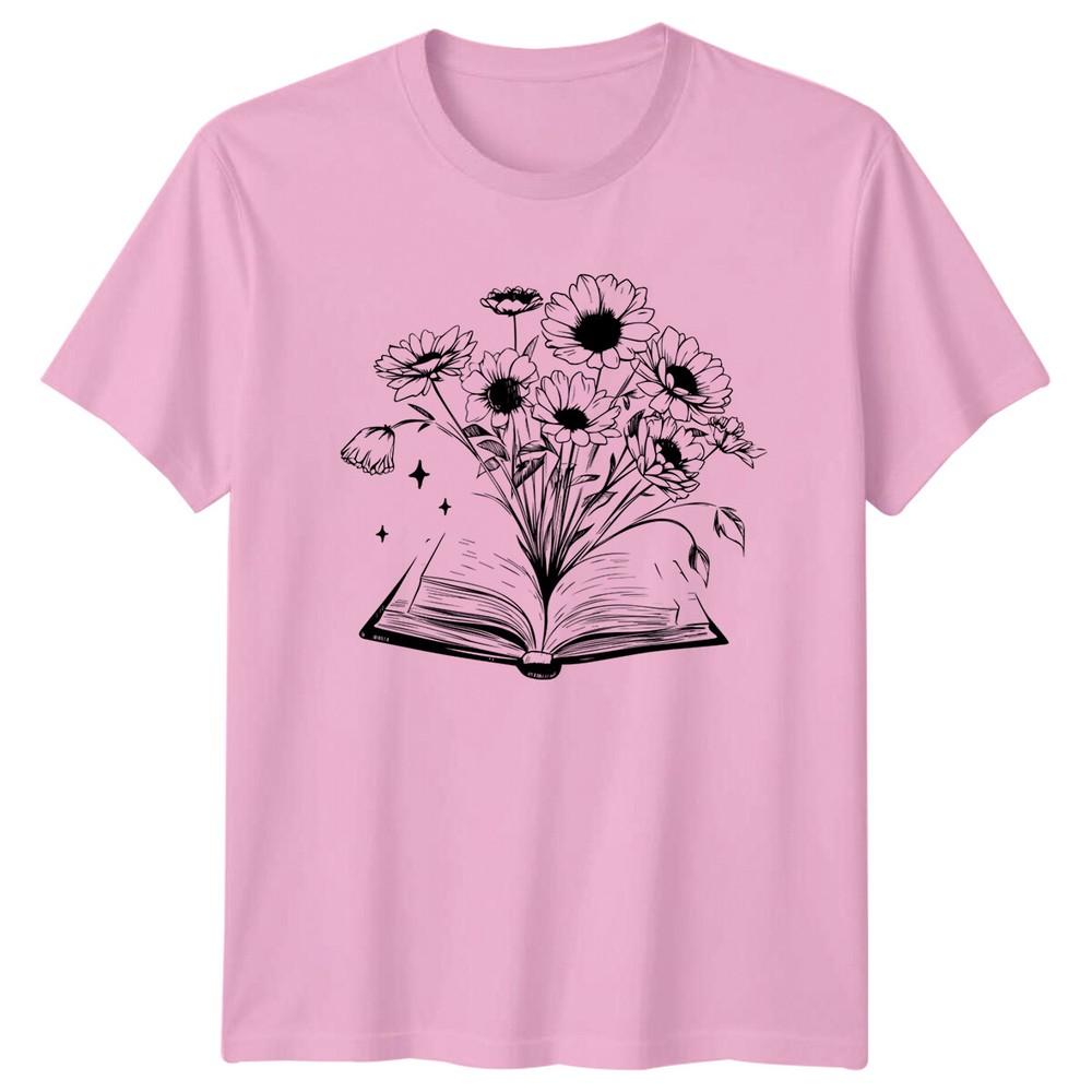 Floral Book TShirt Book Lover Gift Reading Flowers Tee