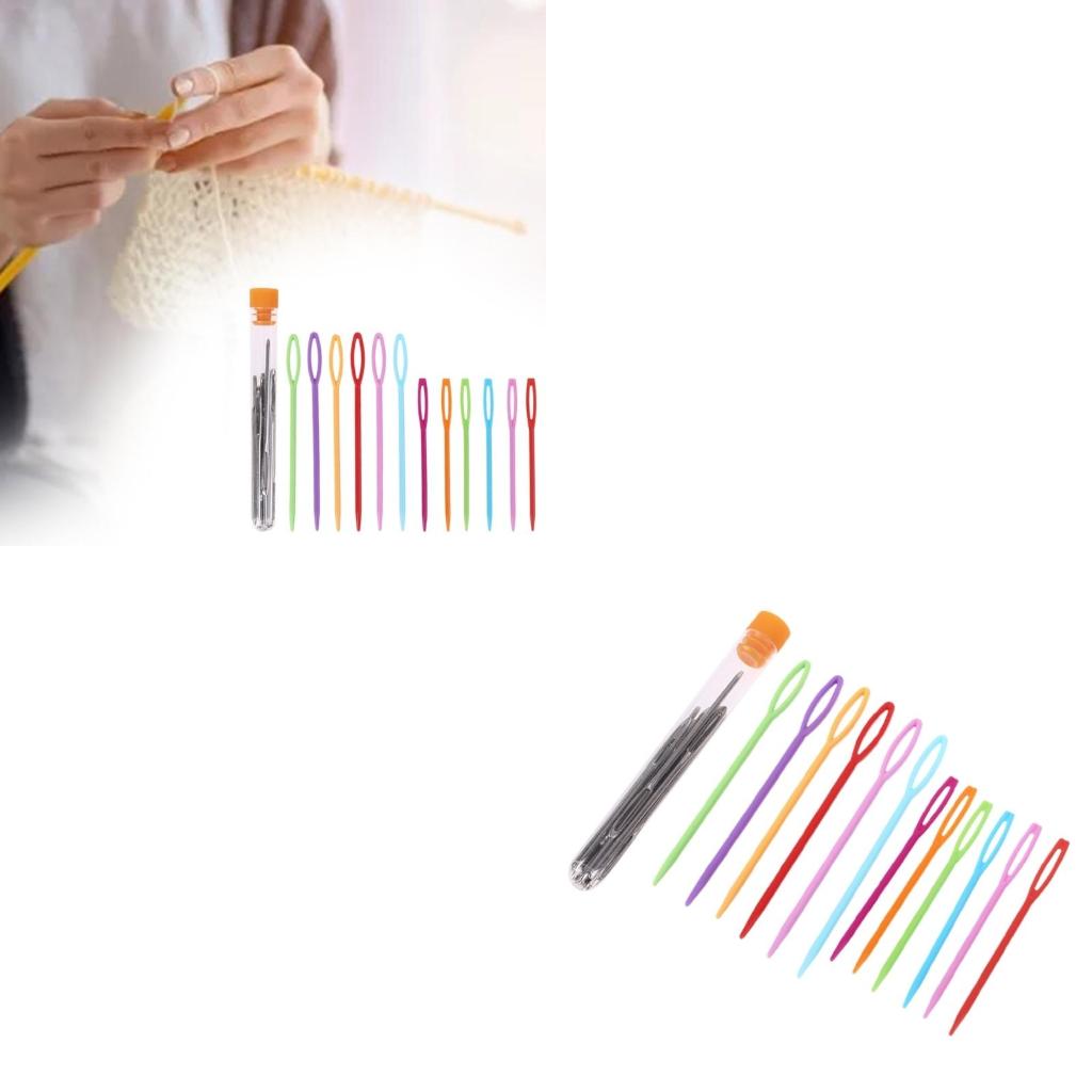 12Pcs Plastic Sewing Needles+18Pcs Large Eye Needles Safety Darning Yarn Lacing Weaving Sewing Needles Projects