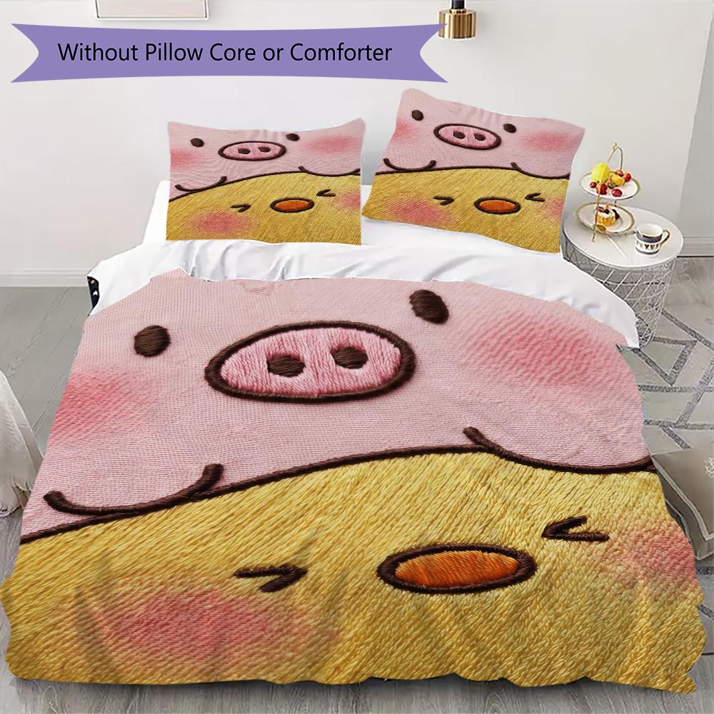 

Cute pink pig Pattern Bedding uilt Set uilt Cover Pillowcase Home Decoration Birthday Gift (1 * duvet cover + 55 * pillowcase without core) 135x200cm