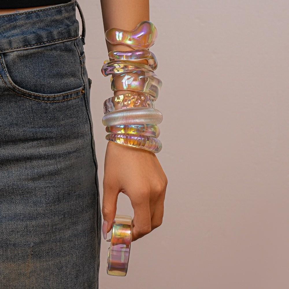 Colorful Resin Bracelet Irregular Opening Bangle Jewelry Wide Cuff Bangle  Women