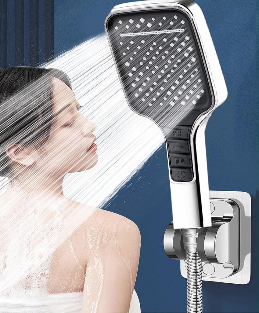 High Pressure Shower Head with Handheld 7 Spray Modes shower head, detachable  high pressurewith Stainless Hose and Adjustable Mount hand held