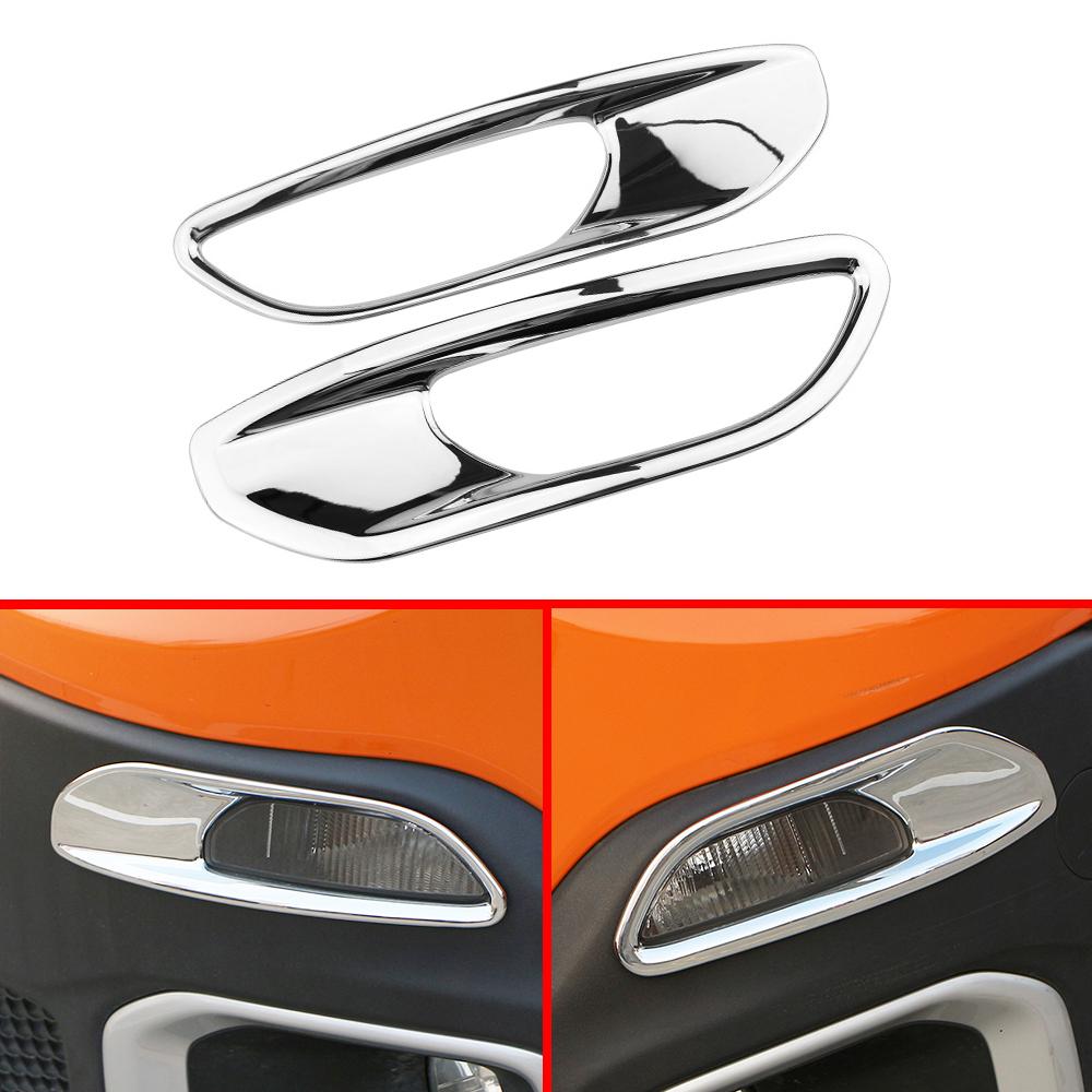 

For Jeep Renegade 2015-2017 Car Daytime Lights Running Light Fog Lamp Cover Front Bumper Lights ABS Chrome Accessories Style1