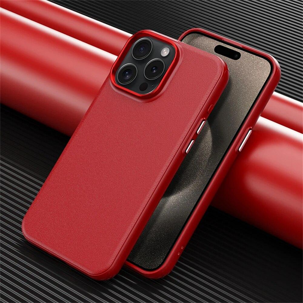 For Magsafe PU Business Leather Phone Case for IPhone 14 12 13 15 Pro Max Camera Lens Protection Shockproof Bumper Back Cover