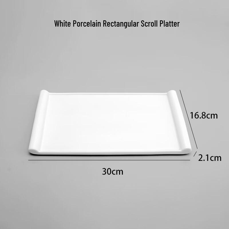 Nordic Rectangular Ceramic Serving Plate with Sauce Dish