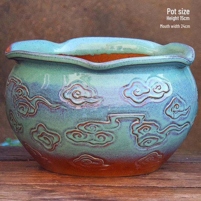Personalized Large Ceramic Succulent Flower Pot with Wide Caliber - Free Shipping