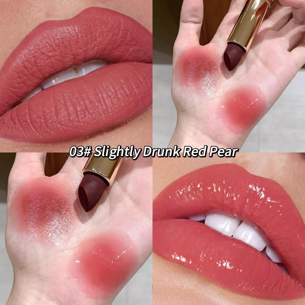 SHAQINUO 2-in-1-Lippenstift. Ein Ende ist matt und glatt. Ein Ende ist feuchtigkeitsspendend und transparent. Lipgloss