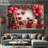 1pc, 2D flat, red rose and heart-shaped balloon teddy bear backdrop - romantic decoration, birthday party, wsj