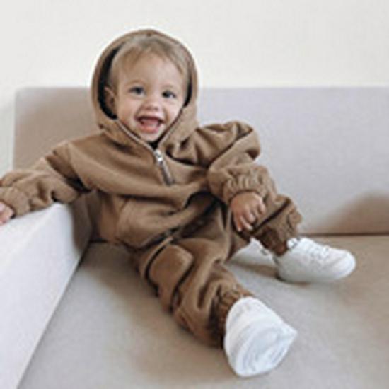 2026 Autumn/Winter European & American Boys' Solid Color Jacket Plus Velvet Hoodie & Long Pants Set (Middle & Big Kids)