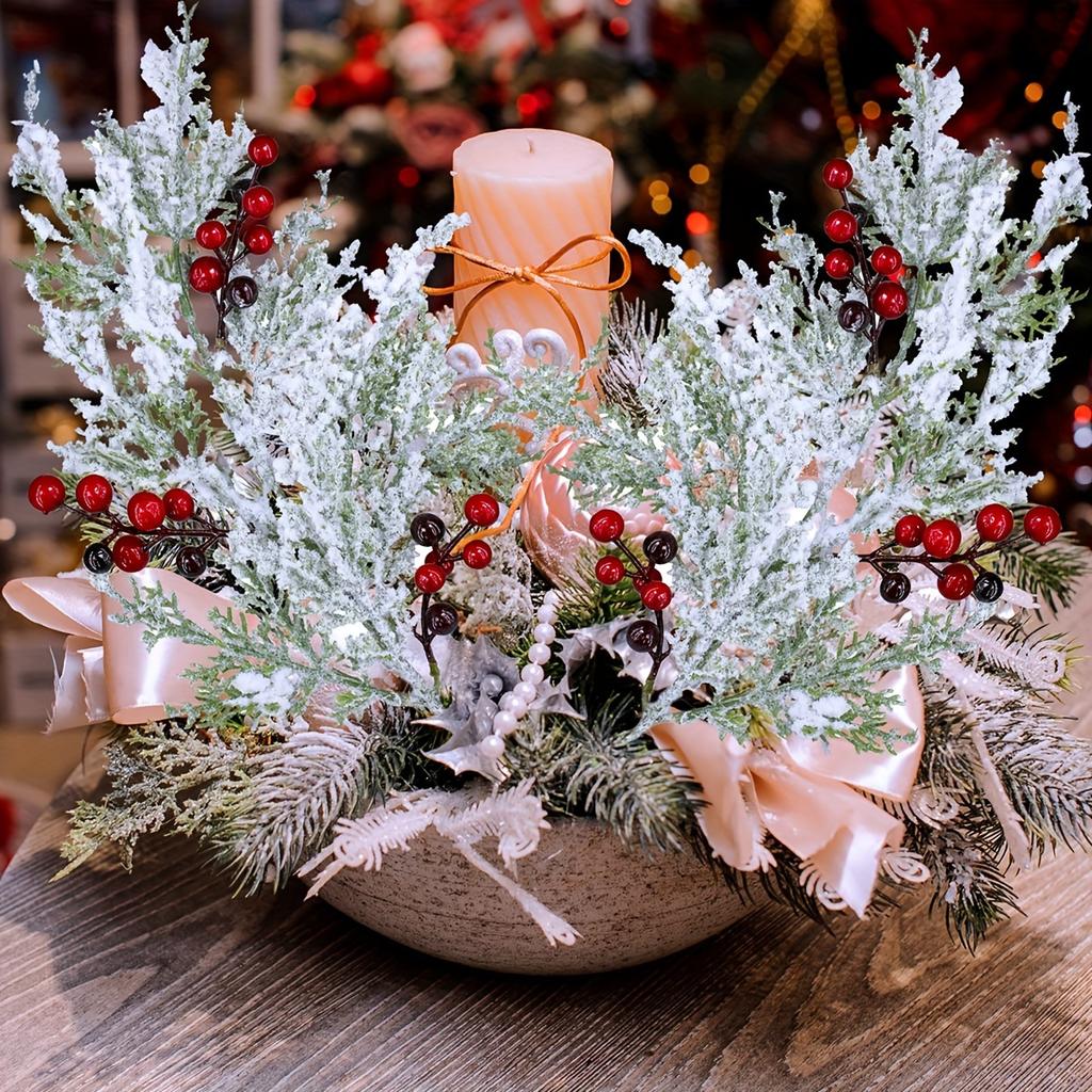 Frosted Faux Cedar Sprays for Christmas Tree, Wreath, Floral Arrangement, Vase, Winter Holiday Décor