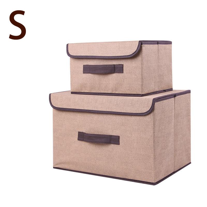 Linen-Like Fabric Storage Box Foldable Storage Box For Books And Toys Dustproof Storage Box With Lid