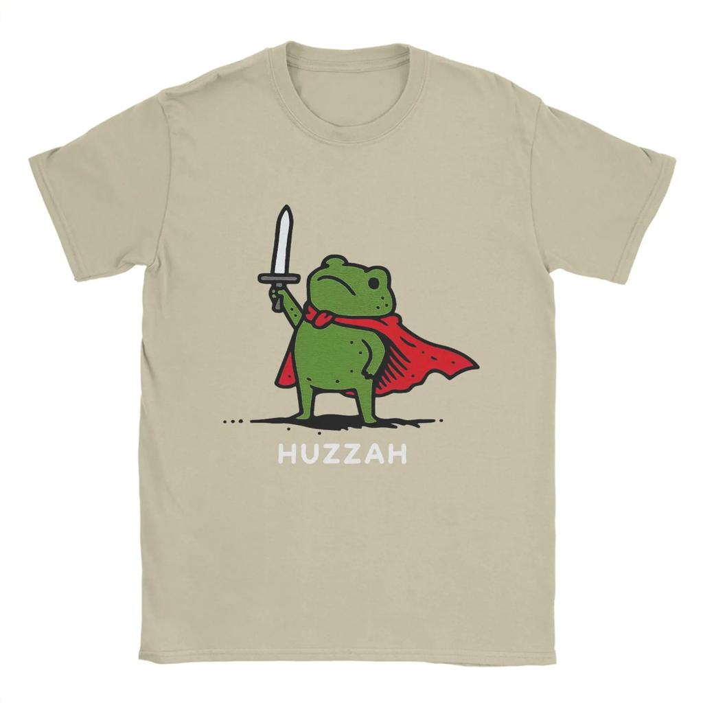 Huzzah Frog Knight Funny Sword Meme Quote Cotton T Shirt Unisex Summer Streetwear T Shirts Oneck Leisure Tee Shirt Oversized Tops