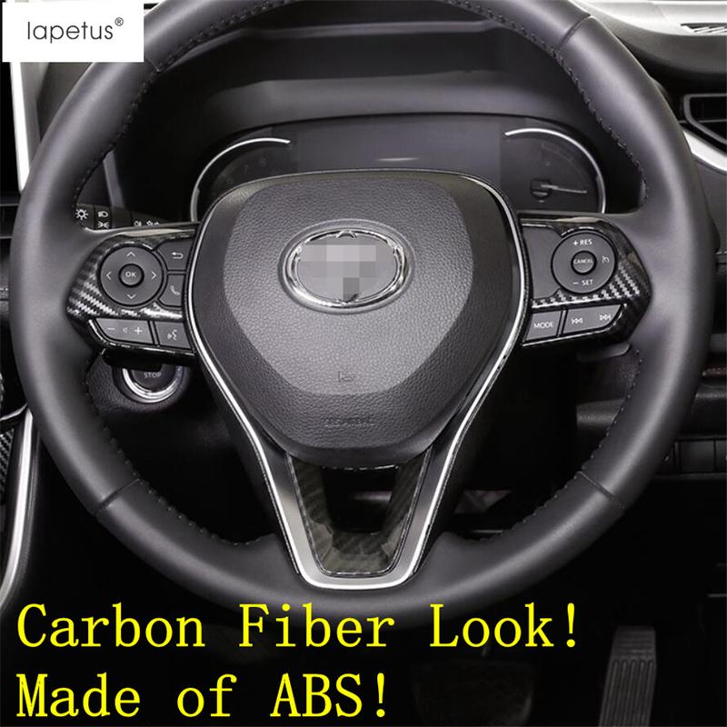 Steering Wheel Button Frame Decoration Cover Trim ABS Carbon Fiber Accessories Interior For TOYOTA RAV4 RAV 4 XA50 - 2024