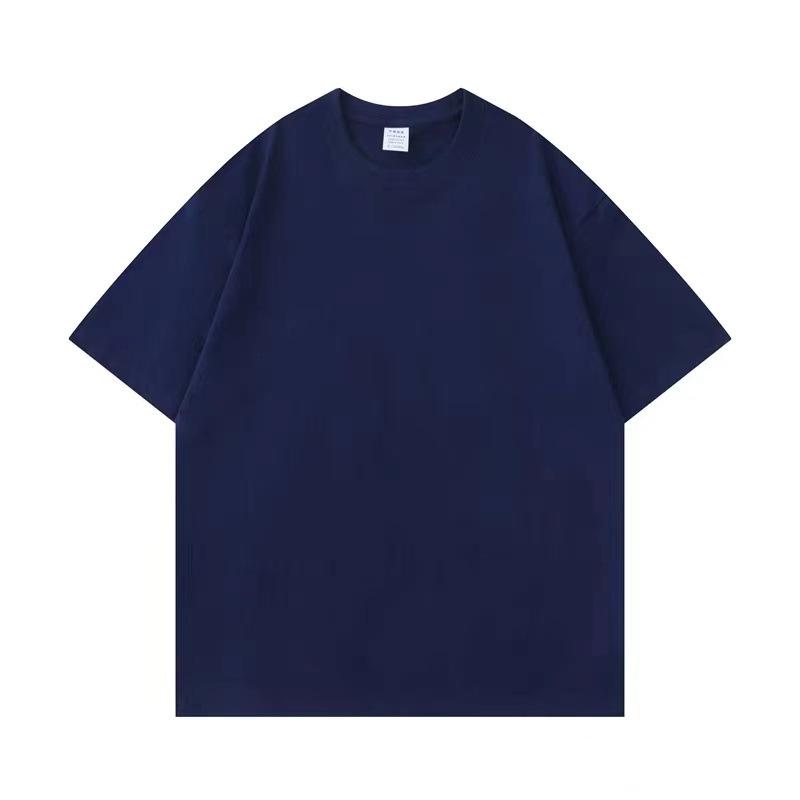 400g Heavyweight Pure White Long-Staple Cotton Summer Short-Sleeve Loose Crew Neck Base Layer T-Shirt