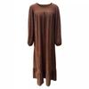 Women's Robe Spring Autumn Dress Fashion Long Sleeve Retro Long Dress Solid Color Ruffle Hem Dress