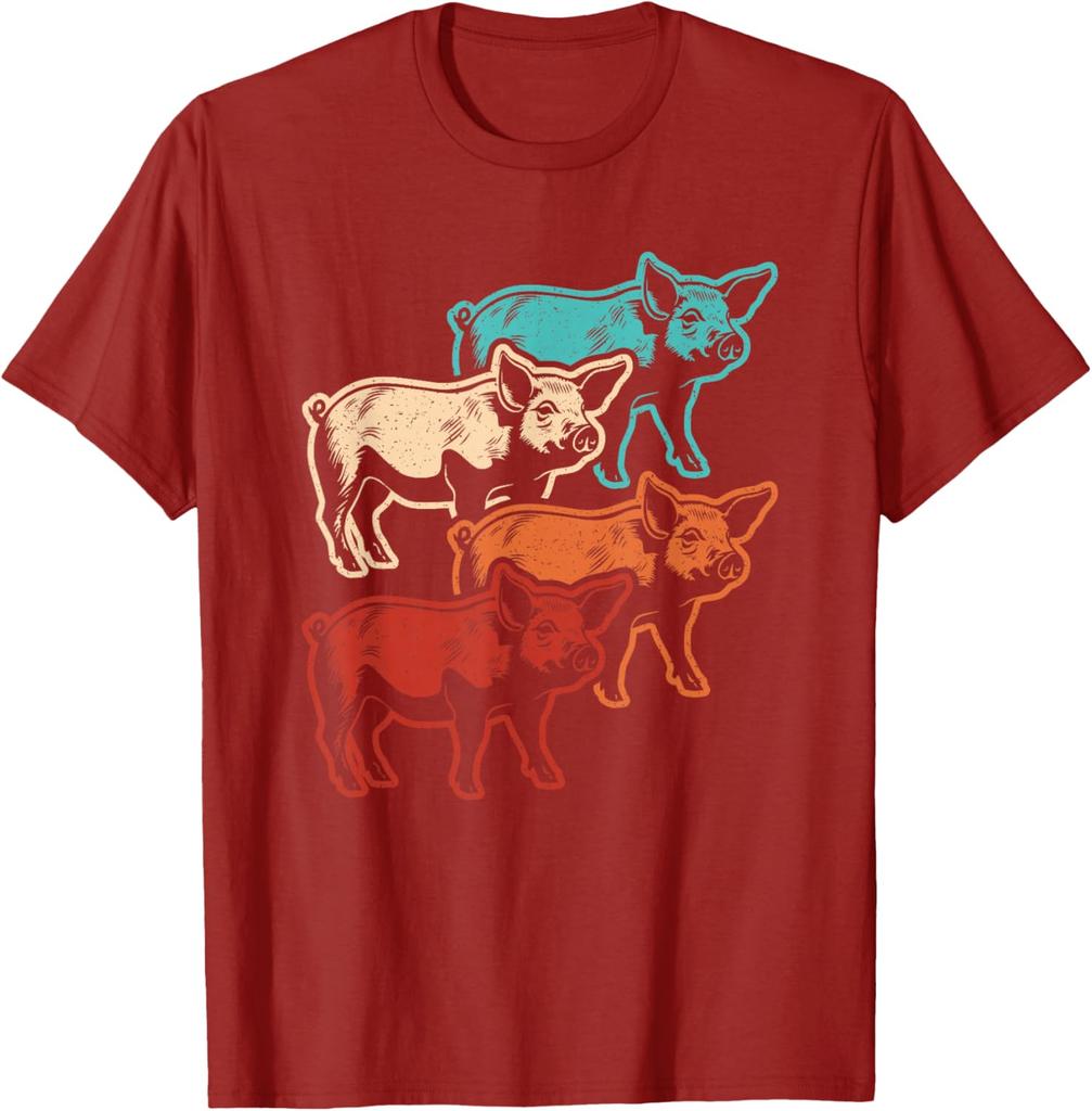 Retro Pigs Graphic Tee Vintage Farm Animal Lover Farmer Men Women T-Shirt
