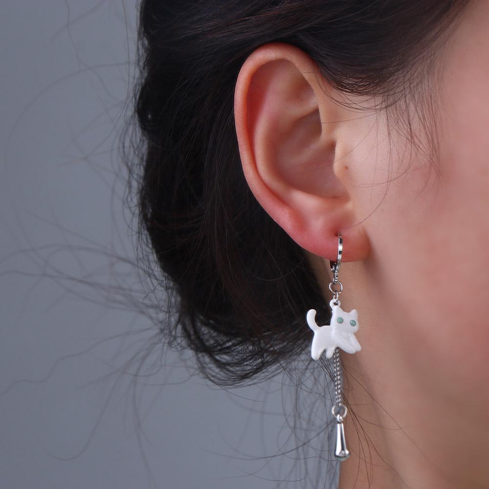 Oil Drops Kitten Stud Earrings Women's Accessories Asymmetrical Cat Earrings Korean Style Earrings
