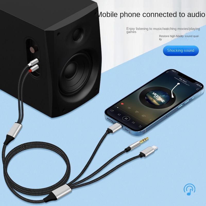 Audio-Adapterkabel, universelles Audiokabel für Apple- und Android-Telefone, Typec-zu-Lotus-Head-RCA-Leistungsverstärker-Fieberkabel