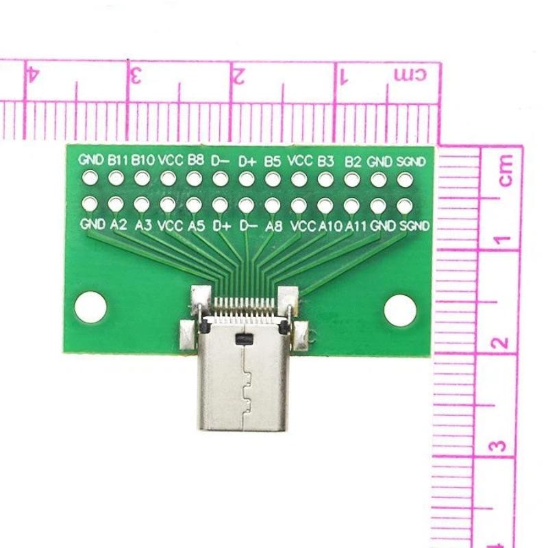 1Pcs Type C 24P 2.54Mm Connector Socket Type-C Male To Female Usb 3.1 Test Pcb Board Adapter For Data Line Wire Cable Transfer