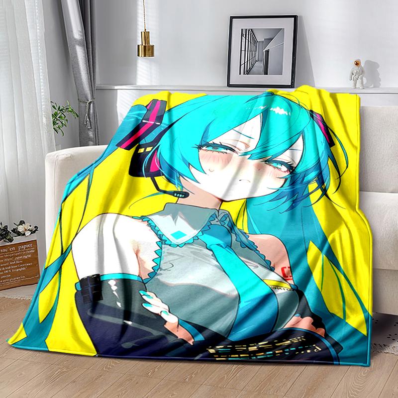 1pc Blanket Hatsune Miku Print Design, Lightweight Blanket for Sofa, Bed- Soft &Warm, Gift for All Seasons like Christmas, Halloween