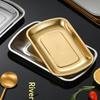 Square Barbecue Plate Stainless Steel Gold & Silver Snack Dessert Fruit Cake Tray Food Serving Tray Kitchen Accessories