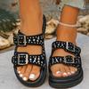 Summer fashion new rivets double-breasted outer wear thick-soled slippers large size word drag cool slippers women