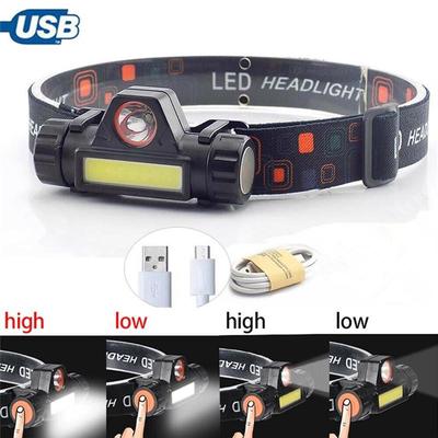 LED Mini Strong Headlight USB Charging Hand Electromagnet COB Work Light Mountaineering Fishing Head Mounted Flashlight with 18650 Battery Built In