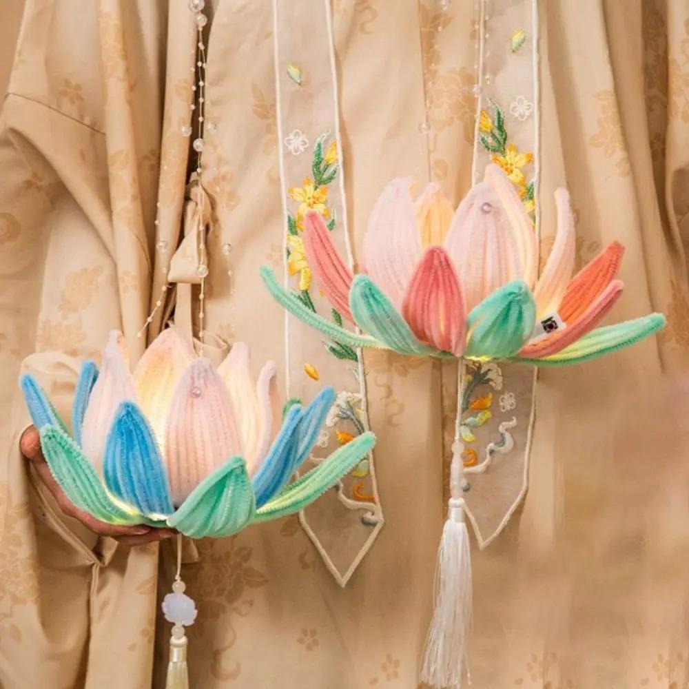 DIY Material Bag Bell Flower Lantern Chinese Style DIY Mid-Autumn Glowing Lantern  Toy