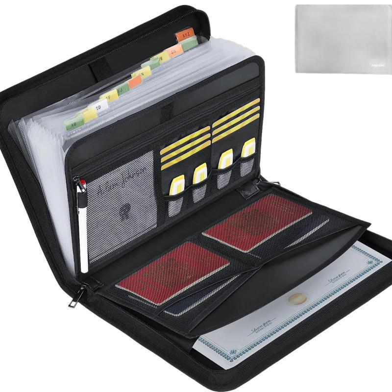 Waterproof Fireproof Document Bag & Foldable Accordion File Organizer with Large Capacity and Portable Storage