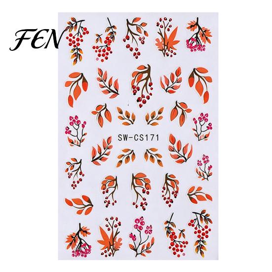 Waterproof Nail Decorations Autumn Leaf Art Stickers, Fall Maple Leaves Theme Accessories Manicure Decals, Self-Adhesive Stickers for Women and Girls
