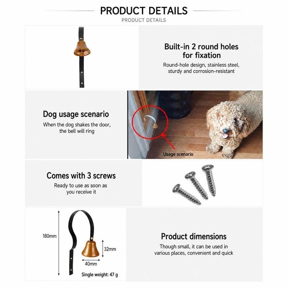 Brass Hanging Door Bell Clear Tone Loud Sound Metal Door Bell Curved Metal Support Hanging Design Entry Alert Bell