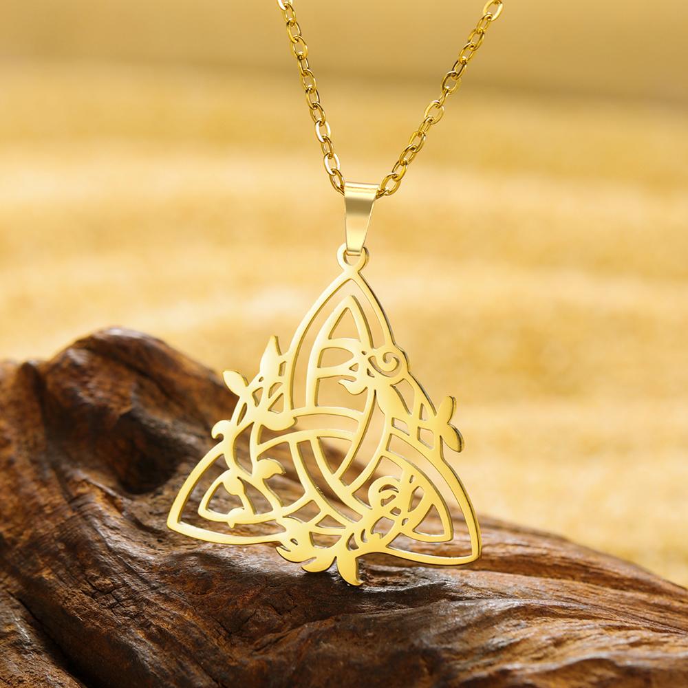 Dawapara Dreifaltigkeitsknoten Triquetra Halskette Kranz Keltischer Knoten Glücksbringer Edelstahl Schmuck Neujahrsgeschenk
