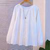 Women's Round Neck Loose Fit Long Sleeve Blouse