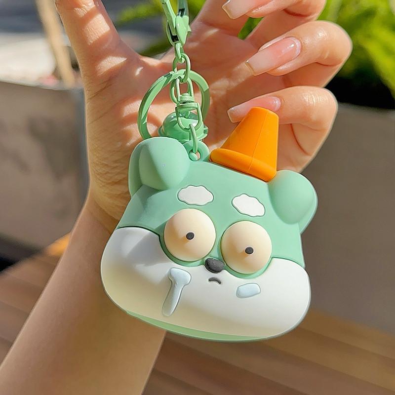 

Explosive Eyes Puppy Hat Cartoon Silicone Keychain Bag Pendant For Items Gift Barrier Dog