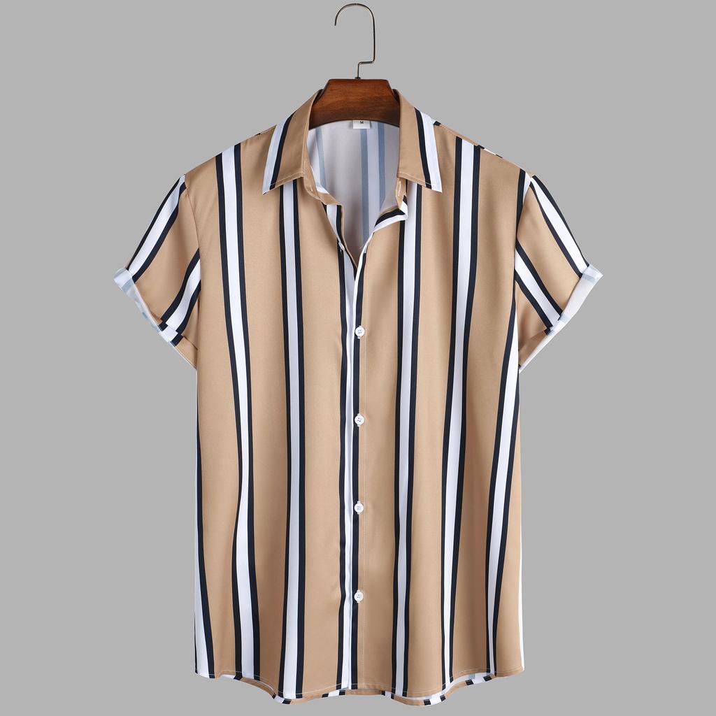 Shirts Striped Mens Shortsleeved Casual