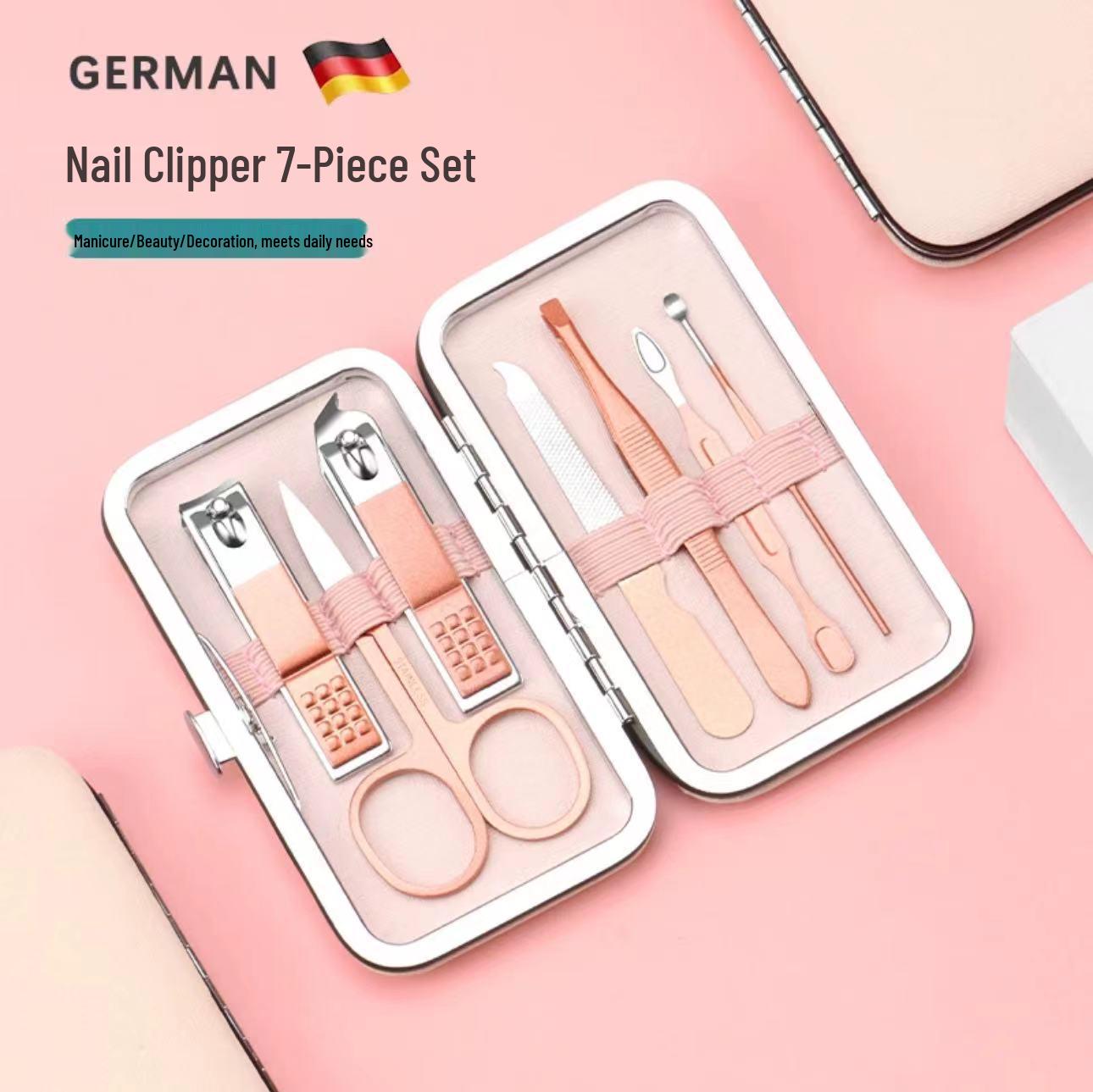 18-Piece Rose Gold Stainless Steel Nail Clipper Manicure Set