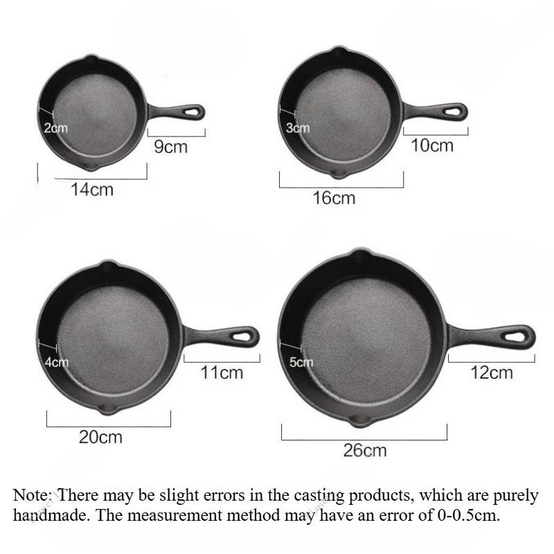 10/14/16/20/26CM Cast Iron Skillet Non-stick Skillet Kitchen Fry Pot Omelette Pancake Pan Mini Thick Flat Pan Kitchen Cookware