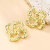 European and American Style Twisted Alloy Flower Earrings - Women's Fashion Jewelry