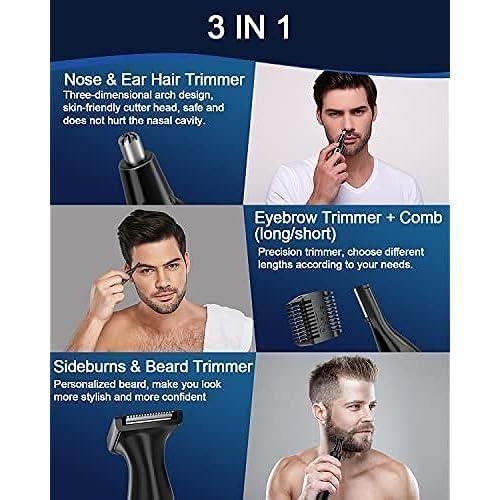 Tondeuse nez, usb rechargeable tondeuse nez, professionnelle 3-en-1 coupe précise, sans douleur - multifonction pour nez, oreilles,